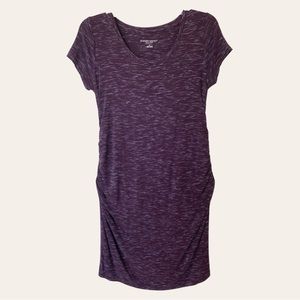 Liz Lange Maternity Tshirt Dress size XS Marled Purple Ruched Sides